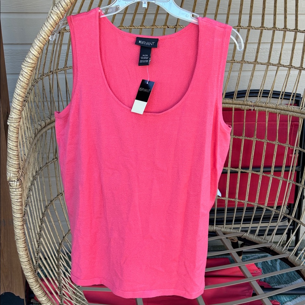 NWT Vintage Lane Bryant Coral Pink Sleeveless Dressy Sweater Tank Shell 18/20